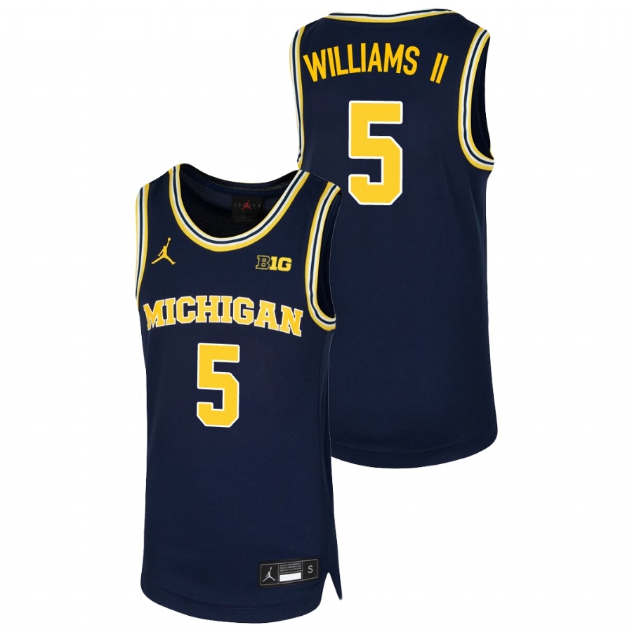 Michigan Wolverines Youth NCAA Terrance Williams II #5 Navy Replica College Basketball Jersey SOV1349QS